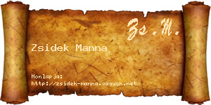Zsidek Manna névjegykártya